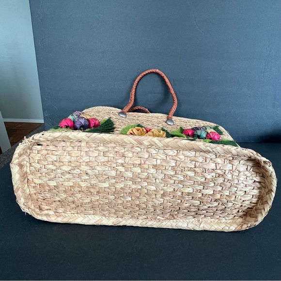 Vintage Rattan Large Beach Bag Woven Utility Grocery Reusable Book Bag Travel - Picture 5 of 10